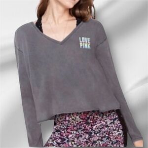 PINK Victoria's Secret Charcoal V-Neck Sweatshirt